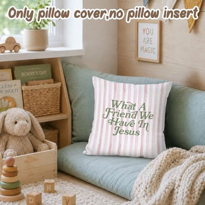What a Friend We Have in Jesus Throw Pillow Cover 18x18 - color: Jesus-pink
