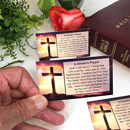 A Sinner's Prayer Pocket Cards, Gospel Tracts, Evangelism, Salvation Scriptures, Prayer Cards, John 3:16, 3.5x2 Variety Pack 3 Styles, 75 Cards