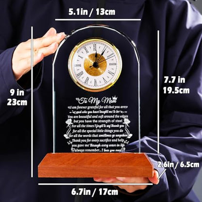 Arikyrist Glass Clock Gifts for Mom from Daughter Son with LED Light Base - color: Mom