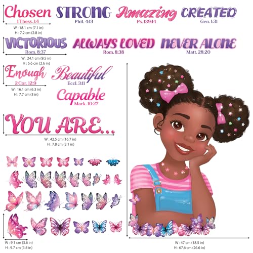 DECOWALL Black Girl Bible Verses Butterfly Wall Stickers Decals (SG2-2502)
