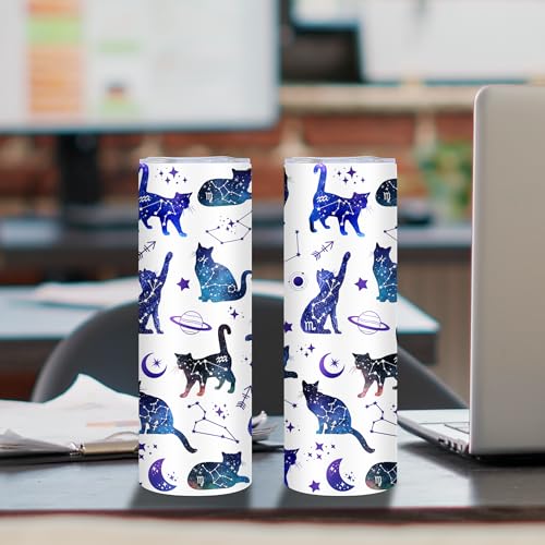 Cat Gifts for Women Constellation Tumbler 20oz Insulated Travel Coffee Mug - color: Astrological Cat