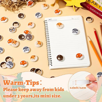 Woodland Animals Mini Eraser for Kids Back to School Gifts 60P Cute Animal Hedgehog Bear Assortment Novelty Pencil Erasers Bulk Stationery for Classroom Reward Birthday Party Goodies Fillers - style: Woodland Animals