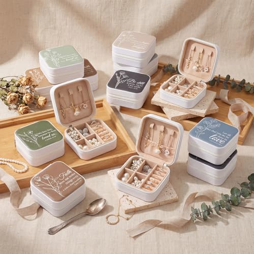 Tondiamo 10 Pcs Christian Gift for Women Religious Jewelry Case Travel Bulk - color: Boho Christian