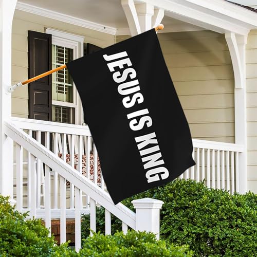 Jesus Is King Flag Outdoor 3X5 Ft Jesus American Flag Christian Faith Over Fear Flags for Outside Worship Yard Sign Flags for Bedroom Room House Decorations Banner - color: Black3