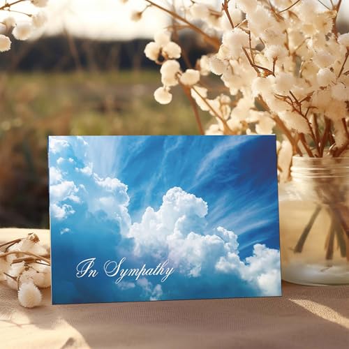 KJV Cloud Sky Sympathy Card, 1 Count - color: With Sympathy Greenery
