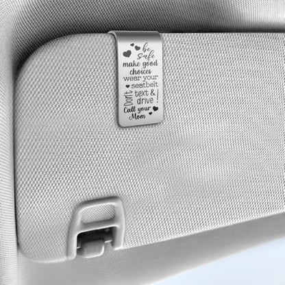 Drive Safe Reminder Car Visor Clip, Teen New Driver Gifts from Mom - color: Silver99