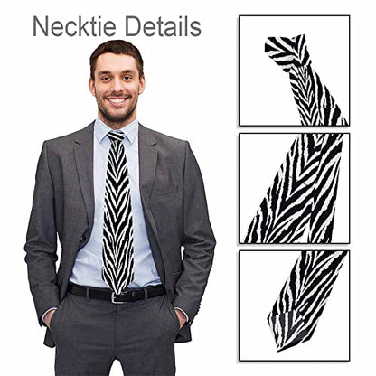 Black Dots Men's Neckties Retro Classic Circle Geometry Men's Tie for Mens Teens Business Work Casual Wedding Party - color: Zebra