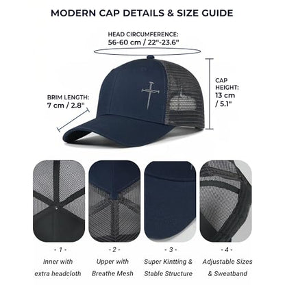 Christian Hats for Men Women,Jesus 3 Nail Cross Hat Christian Religious Gifts for Birthday/Christmas - color: 491.nany Blue