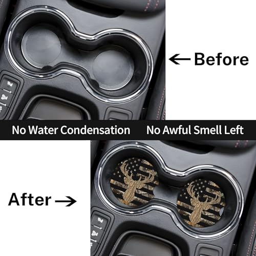 Deer Camouflage Car Cup Holder Coasters 2 Pack 2.63" for Women - color: Brown