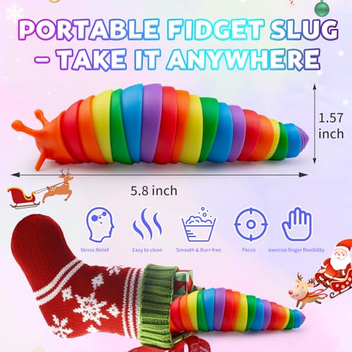 Cevioce 16 PCS Fidget Toys Slug for Adults Anxiety Sensory Toys for Party Favors Toddler Age 3-4 ADHD Autism Toys for Anxiety Stress Easter Gifts for Boys Girls Easter Basket Stuffers for Kids - style: 16PCS - Medium size