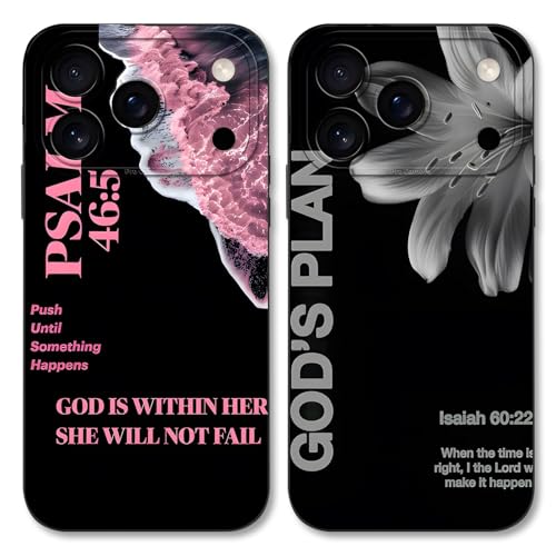 2 Pack Bible Verse Phone Case for iPhone 17 Pro max 6.9", Jesus Famous Quotes Lily Pattern Aesthetic Design Cases Soft Silicone TPU Slim Shockproof Protective Bumper Phone Cover for Women Children - color: Lily, size: for iPhone 17 Pro max