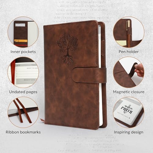 Prazoli Leather Christian Prayer Journal For Men - All Year Bible Journal Scripture Notebook & Daily Gratitude Devotional Planner for Bible Journaling | Religious Jesus Inspirational Gifts for Church - color: Men's Tree of Life