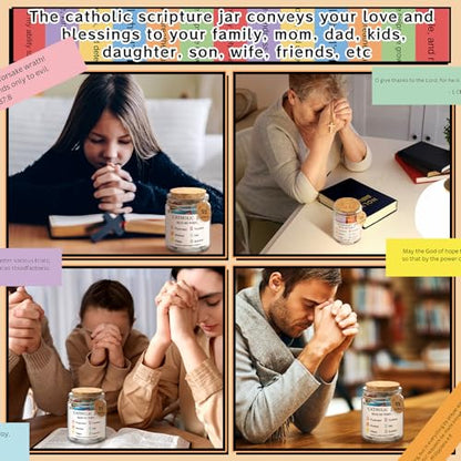 Lunmon Catholic Bible Verse Jar, Color Coded Bible Verse Cards for Women - style: Catholic