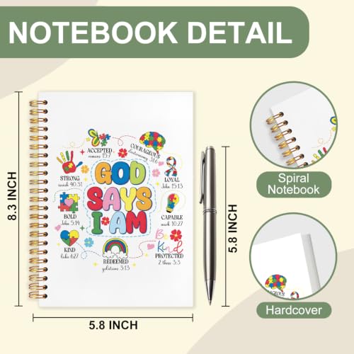 Autism Awareness Mental Health Bible Spiral Journal Notebook Gifts,God Says I Am Inspirational Christian Church Hardcover Spiral Notebook Office Supplies Gifts,5.5x8.3 Inch - color: white-God Says I Am Inspirational Christian
