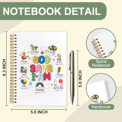 Autism Awareness Mental Health Bible Spiral Journal Notebook Gifts,God Says I Am Inspirational Christian Church Hardcover Spiral Notebook Office Supplies Gifts,5.5x8.3 Inch - color: white-God Says I Am Inspirational Christian