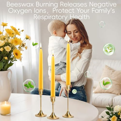 Beeswax Taper Candles, Handmade Natural Candles Sticks,9 Inch,18 Pack - color: Yellow, size: 9 inch