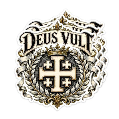 [3PCS] Jerusalem Cross Sticker, Deus Vult Medieval Crest Design, Crusader - color: Jerusalem Cross Sticker