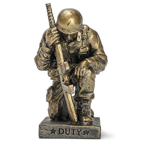 Dicksons Duty Faith God Praying Soldier 5 inch Gold Resin Stone Table Top Figurine - style: Duty Faith God Praying Soldier
