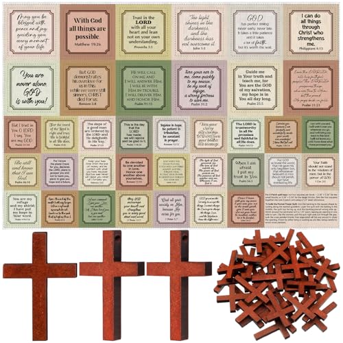 Fanfanwin 38 Sets Prayer Quilt Squares with Crosses, Retro2, Brown - color: Brown, style: Retro2