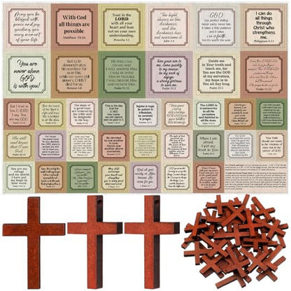 Fanfanwin 38 Sets Prayer Quilt Squares with Crosses, Retro2, Brown - color: Brown, style: Retro2