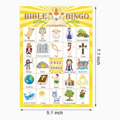30 Players Bible Bingo Game for Kids - Vacation Sunday School Christian Church Game - Activities Easter Gifts Family Open Day Supplies - color: Bible