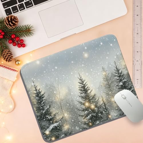 UTELKA Winter Pine Tree Mouse Pad, Christmas Tree Snowy Mousepad for Desk - color: Winter Pine Tree, size: 10.2L x 8.2W inches