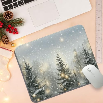 UTELKA Winter Pine Tree Mouse Pad, Christmas Tree Snowy Mousepad for Desk - color: Winter Pine Tree, size: 10.2L x 8.2W inches