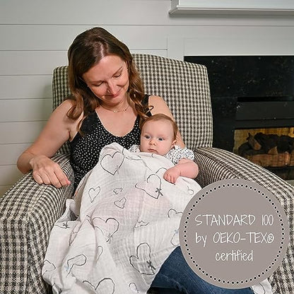 LollyBanks Muslin Swaddle Blanket, 47 x 47 in, Newborn Receiving Blanket - color: The Love of Christ