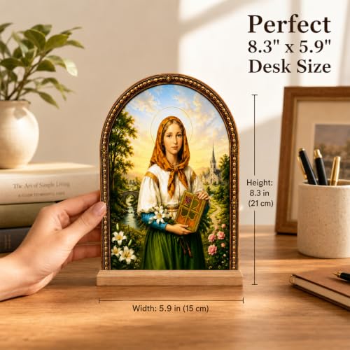 TALPGOD St Dymphna Stand Catholic Ornament Statue – Saint Dymphna Statue Acrylic Tabletop Décor for Home Altar & Desk,Christian Art Gifts for Women,Religious Prayer Room Decor - color: St Dymphna