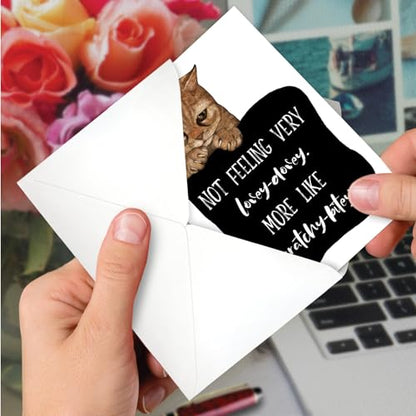 NobleWorks, Get Well Greeting Card with 5 x 7 Inch Envelope (1 Card) Cat Antics - Scratchy Bitey C3638FGWG - style: Cat Antics - Scratchy Bitey