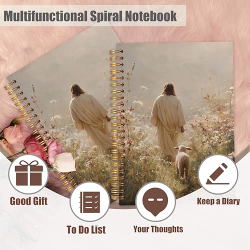 Christian Jesus and Lamb Spiral Notebook Journal, The Lost Lamb Religious Spiral Notebook Journal for Note Taking, Christian Faith Based Gifts, 5.5x8.3 Inch - color: Christian Jesus and Lamb