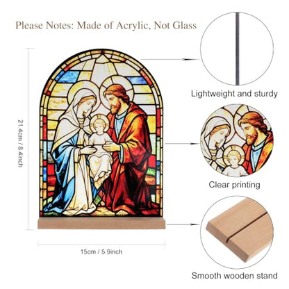 KOMI Holy Family Stand Statue Acrylic Catholic Icons Ornament Home Altar Decor Christian Gifts