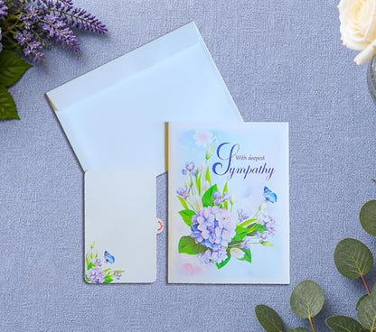 Hydrangea Pop Up Sympathy Cards with Envelopes, Sorry for Your Loss Card, Religious Pop Up Sympathy for Loss of Loved one, Mother, Father, Husband (Hydrangea) - color: Hydrangea