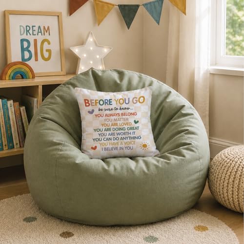 Kids Classroom Throw Pillow Covers 18x18 Inch - color: White-before You Go