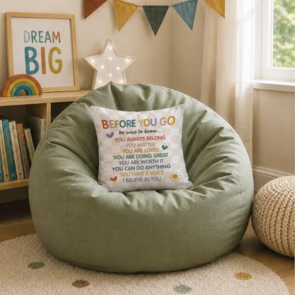 Kids Classroom Throw Pillow Covers 18x18 Inch - color: White-before You Go