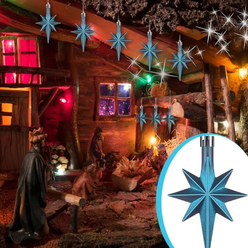 Syhood 12 Pack Navy Blue Bethlehem Star Ornaments Christmas Tree - color: Navy Blue