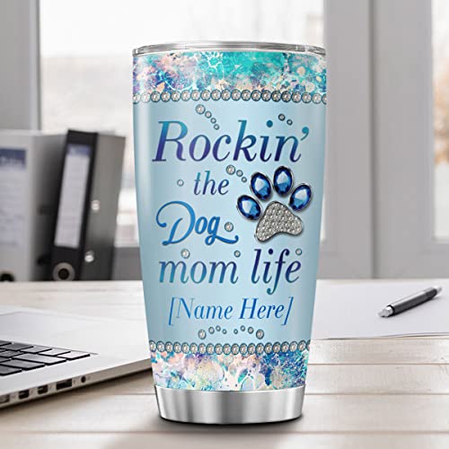 CUBICER Personalized Coffee Tumbler Dog Mom Life Customized Name Travel Mugs Oz Birthday Gifts For Women Stainless Steel Cups Insulated Tumblers Inspirational Sayings Mothers Day - color: Dog Mom Life