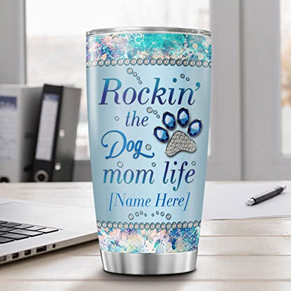 CUBICER Personalized Coffee Tumbler Dog Mom Life Customized Name Travel Mugs Oz Birthday Gifts For Women Stainless Steel Cups Insulated Tumblers Inspirational Sayings Mothers Day - color: Dog Mom Life