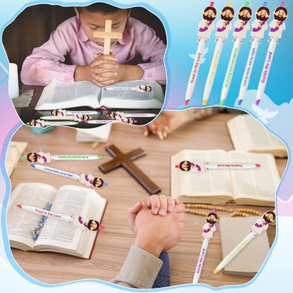 CroBlissful 60 Pcs Christian Jesus Pens Bulk, Bible Verse Ballpoint Pens 0.7mm Black Ink, Religious Inspirational Gifts VBS Prizes Sunday School Church Party Favors Office Supplies