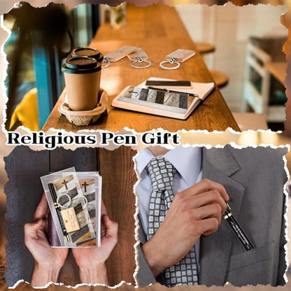 Spakon 10 Sets Christian Gifts Bulk, Scripture Keychain Pen Bookmark Set