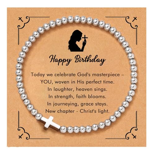 RZKING Cross Bracelet for Women, Christian Gifts for Women Friends Mom - style: Birthday