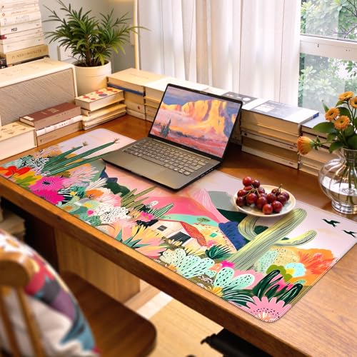 iCasso Desk Mat,Cute Mouse Pad for Desk,35"x16",Home Office, Cactus - color: A-cactus