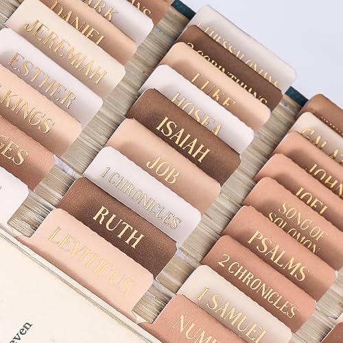 Laminated Bible Tabs for Women Men, Brown, Gold Foil Embossed Lettering - style: Gold Foil Morandi Brown