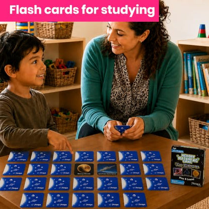 Menique Universe Memory Card Game – 60 Cards (30 Pairs), Bilingual Space Games with Planets, Stars & Galaxies, Educational Matching Game for Kids and Adults Ages 3+ - style: Universe