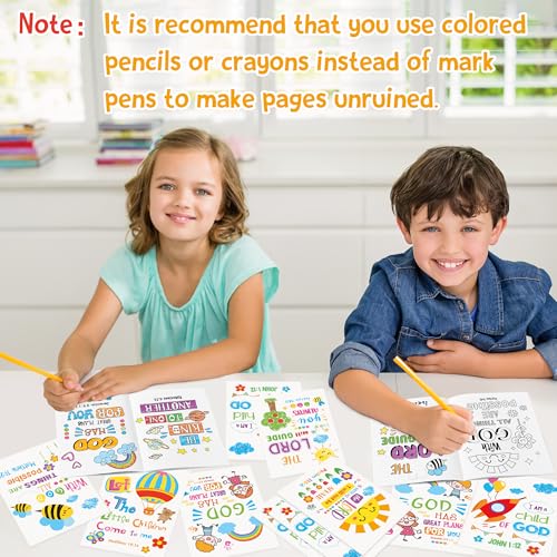 48Pcs Religious Coloring Books Bible Verses DIY Color-in Pages - color: A-bible Style ② (48pcs)