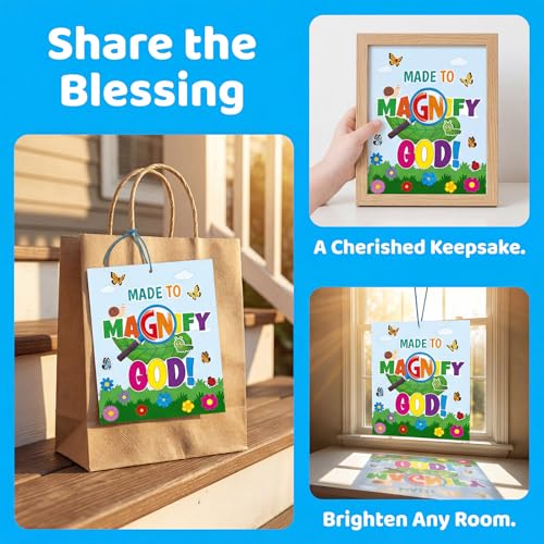 WorldBazaar 12 Pack VBS Magnify God Crafts for Kids Classroom Decor