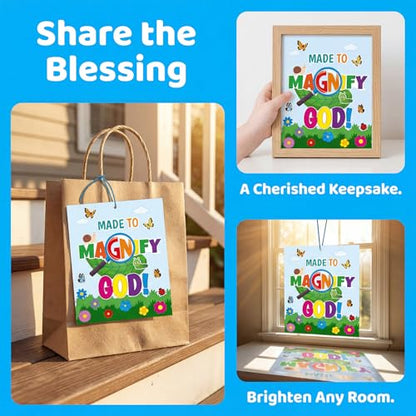 WorldBazaar 12 Pack VBS Magnify God Crafts for Kids Classroom Decor