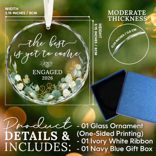 HEXMOZ Engagement Gifts for Couples, Women - Engagement Ornament 2027 - color: Engaged 7 Glass