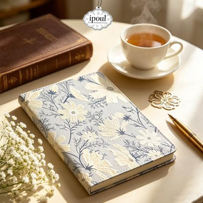 ipoul Beautiful Journal for Women, Daisy Flower, Hardcover, A5, 6x8, Lined Pages, Lay-flat, Personal Notebook, Self Care Journal, 40th Birthday Gifts for Women, Mothers day Gifts for mom - color: Daisy-silver
