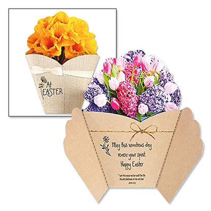 Current Die Cut Easter Bouquet Value Greeting Card Set - Value Pack of 8 Cards for Kids & Adults With White Envelopes, 4 Design Prints, Large 5" x 7" Greetings - color: Bouquet